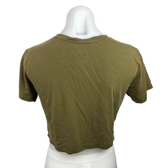Girlfriend Collective Olive Green Crew Neck Short Sleeve Crop T Shirt Top Sz XS - Picture 2 of 3